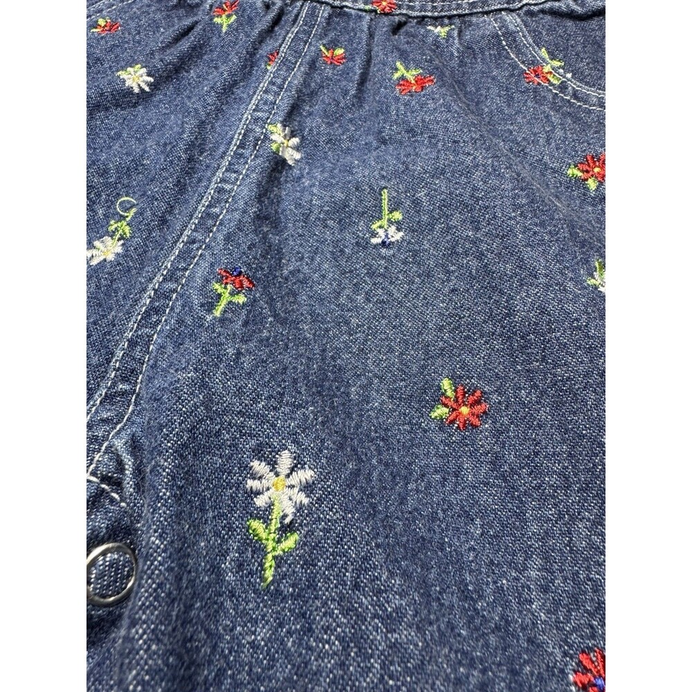 Vintage Carter’s Embroidered Flower Denim Overalls 12-18M Y2K 90s Baby Girl - Picture 3 of 10